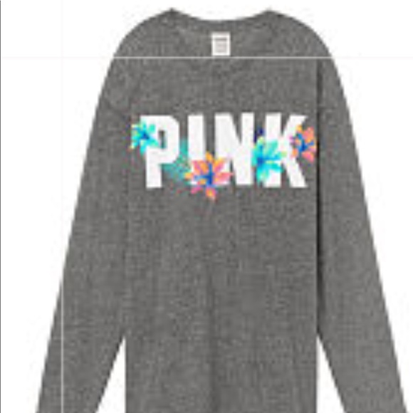 PINK VICTORIA’S SECRET CAMPUS LONG SLEEVE TEE SZ M GREY - Picture 5 of 5